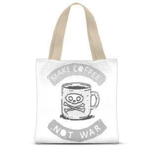 Tas Tote Fullprint MAKE COFFEE NOT WAR grey