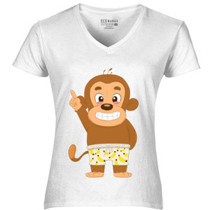 Kaos Skymo the monkey (Kaos V-Neck Wanita RedMango)