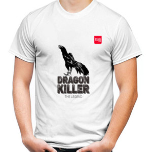 Kaos Ayam Bangkok Pakhoy DRAGON KILLER Hitam Putih