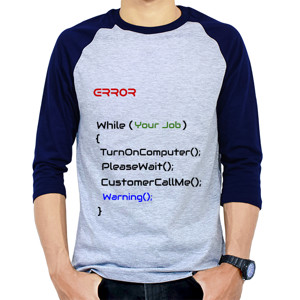 Kaos Raglan Baju Codingan Error Programmer