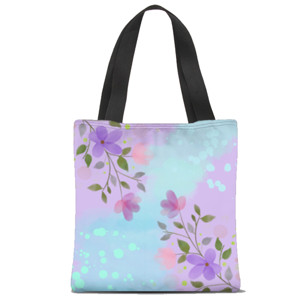 Tas Tote Fullprint Purple flower