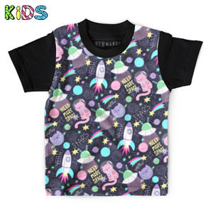 Kaos Anak Full-Print cats and space