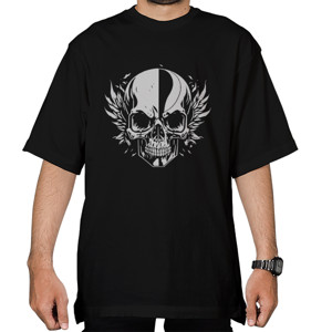 Kaos Oversize Tengkorak Abu-Abu Silver Sayap