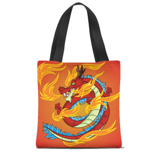 Tas Tote Fullprint Fire Dragon Tote Bag