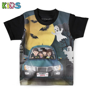Kaos Anak Full-Print Baju Kaos Anak Family driving in car