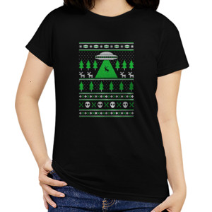 Kaos Alien Reindeer Abduction Ugly Christmas Sweater
