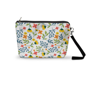 Pouch Trapesium Motif Bunga