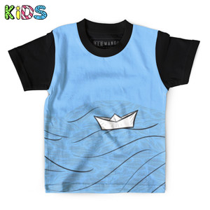 Kaos Anak Full-Print Kapal kertas