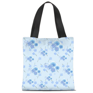 Tas Tote Fullprint Blue flowers
