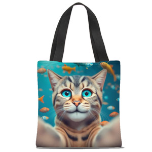 Tas Tote Fullprint selfie cat