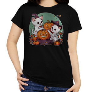 Kaos Halloween 2 Kucing Bg Hijau