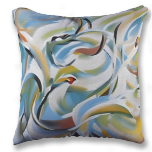 Bantal white swan abstrak