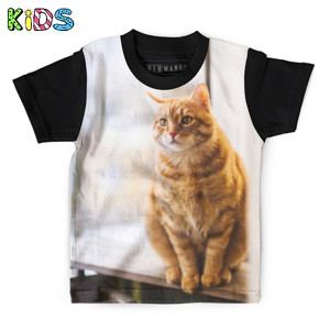 Kaos Anak Full-Print Kucing lucu