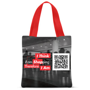 Tas Tote Fullprint Tote Bag I Think I Am Shopping Therefore I Am