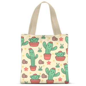 Tas Tote Fullprint Cute Baby Cactus
