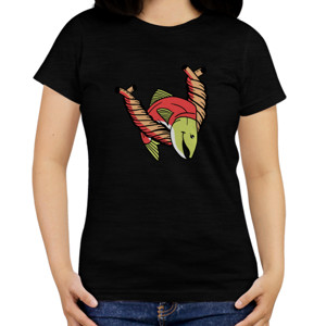 Kaos Ikan Salmon Menggantung diatas Tali