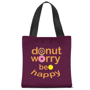 Tas Tote Fullprint donut worry be happy 1