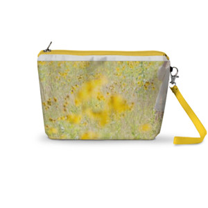 Pouch Trapesium DOMPET WANITA WARNA KUNING MOTIF BUNGA