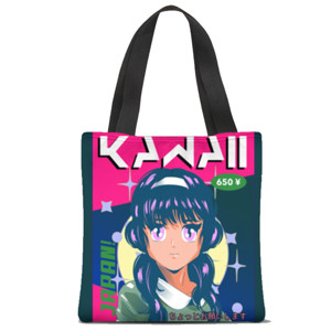 Tas Tote Fullprint Tote Bag Desain Anime Jepang Lucu Dan Unik