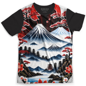Kaos Fullprint Mountain Japanesse style painting