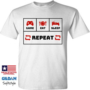 Kaos Wearthememo T-Shirt Game.Eat.Sleep.Repeat