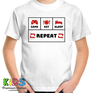 Kaos Wearthememo T-Shirt Game.Eat.Sleep.Repeat