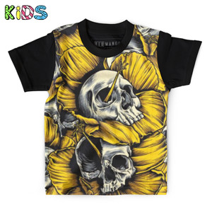 Kaos Anak Full-Print Tengkorak Bunga