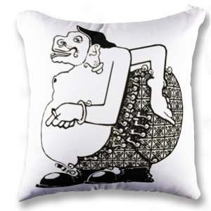 Bantal semar wayang indonesia - black white