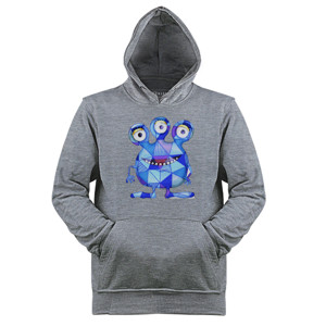 Jaket Hoodie kaos blue three eye monster