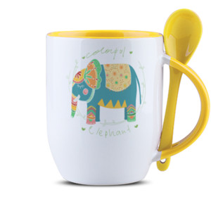 Mug Sendok Mug - Colorful Elephant