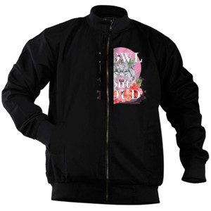 Jaket Bomber Howl Out Loud, Wolf on pink moon
