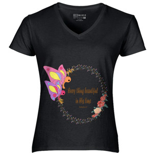 Kaos Kupu kupu, bunga dan kutipan alkitab