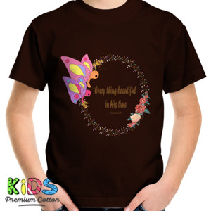 Kaos Kupu kupu, bunga dan kutipan alkitab