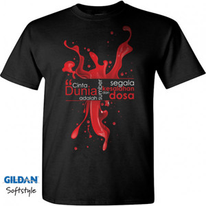 Kaos Cinta Dunia Sumber Segala Dosa Warna Gelap
