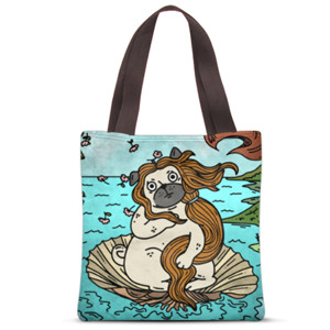 Tas Tote Fullprint Full-Print Tote Bag - Birth of The Pug