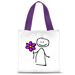 Tas Tote Fullprint Sketsa Orang dan Bunga