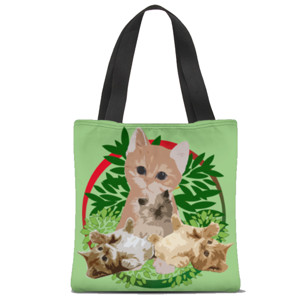 Tas Tote Fullprint Meow