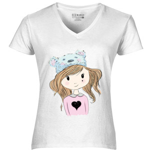 Kaos Kaos Vneck Wanita Cute