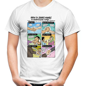 Kaos Mice cartoon: How to Shake Hands Indonesian Way