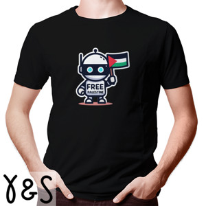Kaos Premium - Logo Robot Free Palestine #004