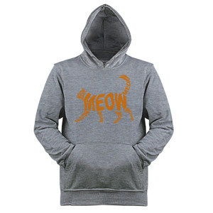 Jaket Hoodie Meow Cat Orange Tipografi (Typography)