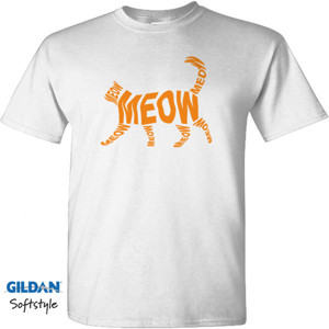 Kaos Meow Cat Orange Tipografi (Typography)