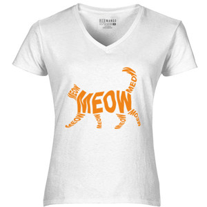 Kaos Meow Cat Orange Tipografi (Typography)