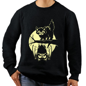 Jaket Sweater Cat And Bat Halloween