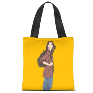Tas Tote Fullprint Tote Bag Fullprint kartun wanita menggendong tas