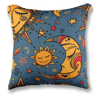 Bantal Pola lucu dengan Matahari, Bulan dan Bintang