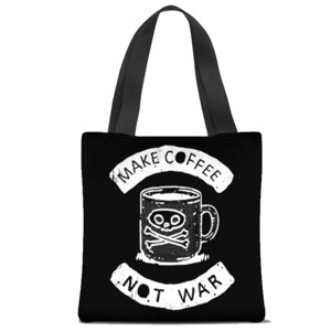 Tas Tote Fullprint MAKE COFFEE NOT WAR white