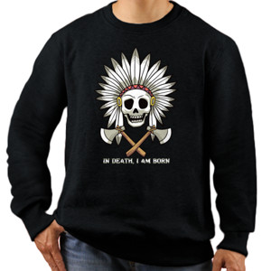 Jaket Sweater Indian Apache Skull With Axes: In Death I am Born