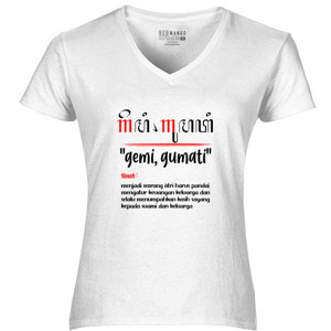 Kaos Kaos V Neck Wanita Putih Gemi Gumati