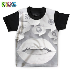 Kaos Anak Full-Print Baju Anak Bubble speech and lip